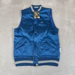 NWT VTG A‎ Bathing Ape Bape Busy Works Puffer Vest Mens S Blue Primaloft